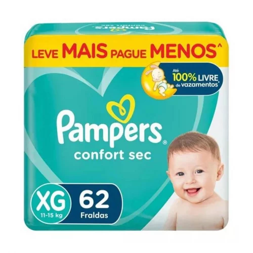 Fralda Pampers Confort Sec XG 62 unidades