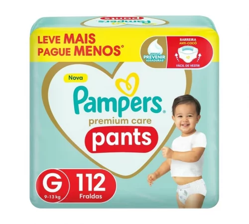 Fralda Pampers Premium Care Pants G 112 unidades