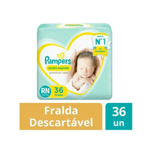 Fralda Pampers Premium Care RN Até 4kg 36 Unidades