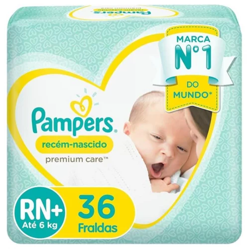Fralda Pampers Premium Care RN+ com 36 unidades