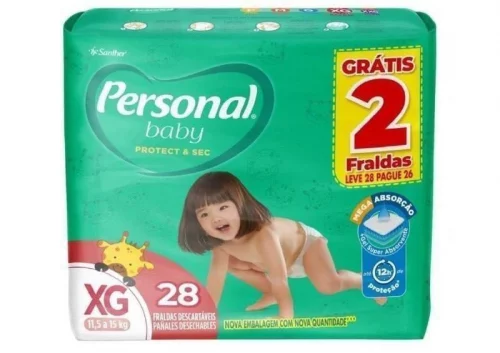 Fralda Personal Baby Protect e Sec XG 28 unidades
