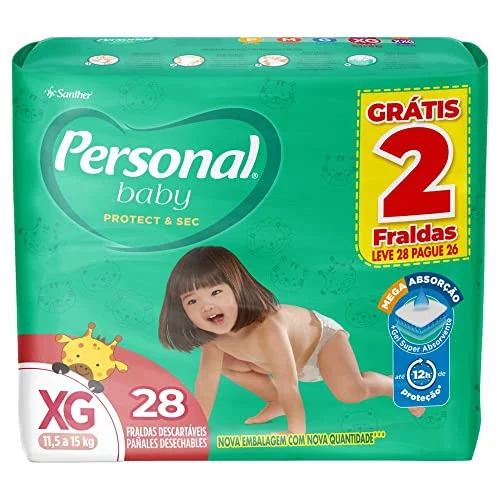 Fralda Personal Baby Protect e Sec XG Mega 9x28pads Leve 28 pague 26 Unidades