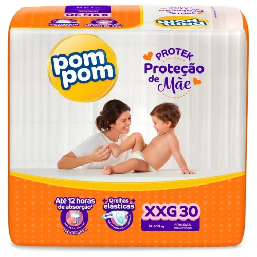 Fralda Pom Pom Protek Proteção de Mãe Mega XXG 30 Unidades