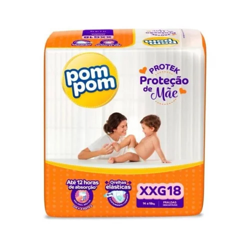 Fralda Pom Pom Protek Proteção de Mãe XXG 18 Unidades
