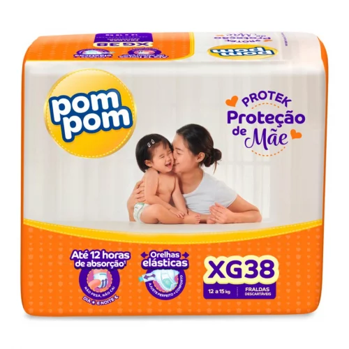 Fralda Protek Proteção De Mãe Mega Xg Sem gênero 38 Unidades Pom Pom