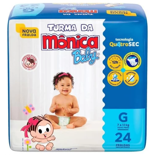 Fralda Turma da Mônica Baby G com 24 unidades