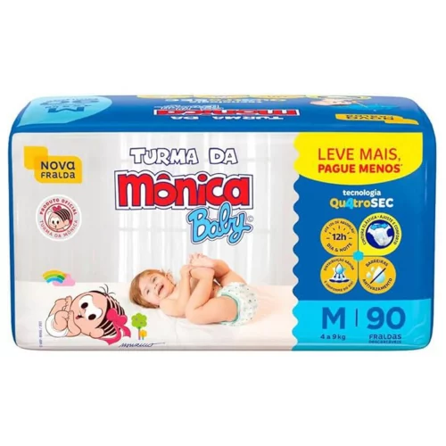 Fralda Turma da Mônica Baby Giga M com 90