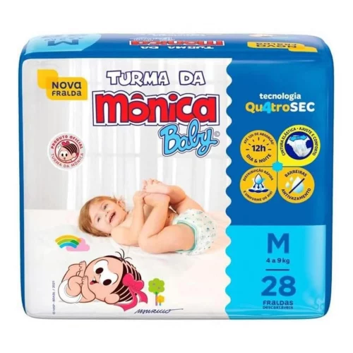 Fralda Turma da Mônica Baby Jumbo M 28 Unidades