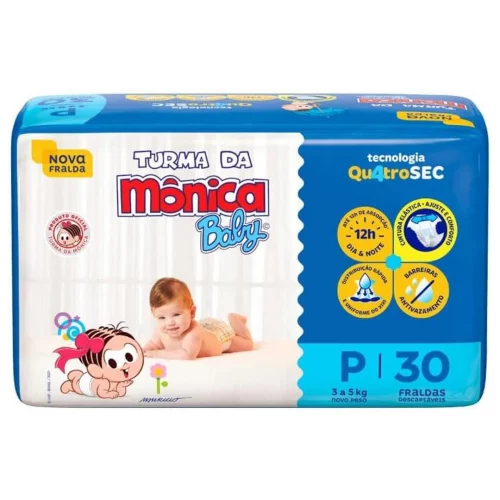 Fralda Turma da Mônica Baby Jumbo P 30 Unidades