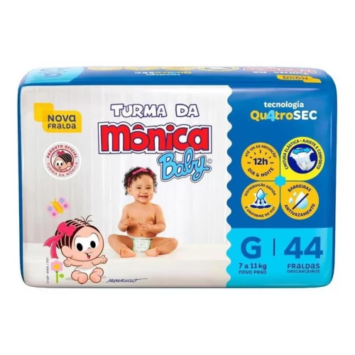 Fralda Turma da Mônica Baby Mega G 44 Unidades