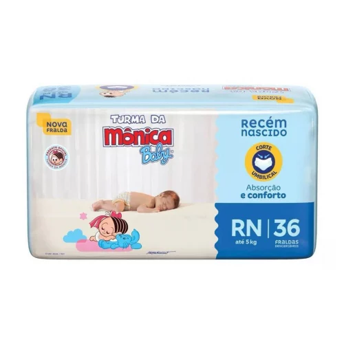 Fralda Turma da Mônica Baby RN 36 Unidades