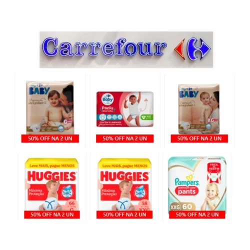 Fraldas com desconto no Carrefour