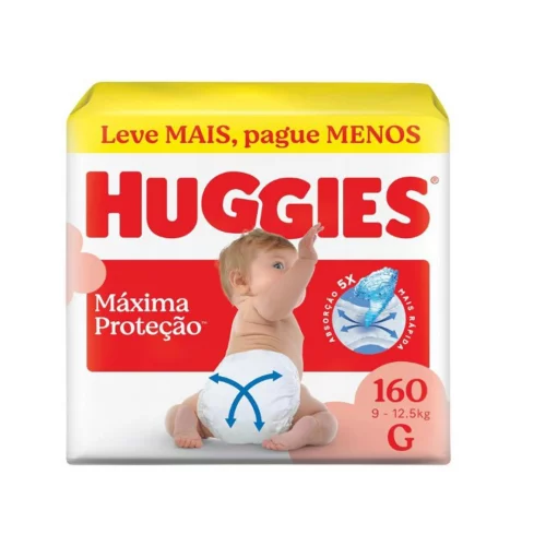Fraldas Huggies Máxima Proteção G 160 Unidades