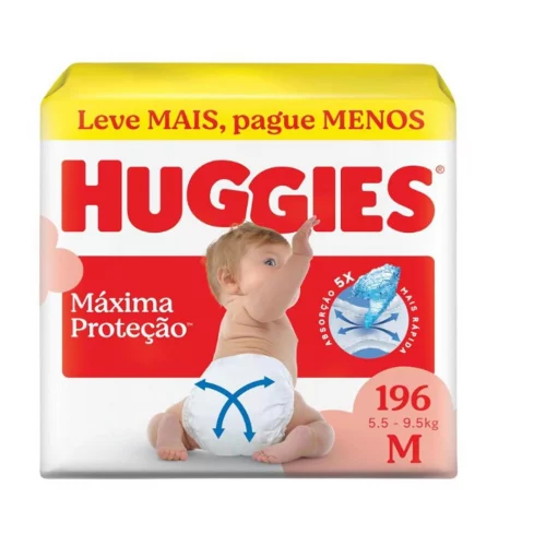 Fraldas Huggies Máxima Proteção M 196 Unidades