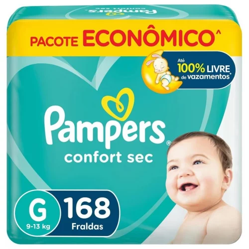 Fraldas Pampers Confort Sec G 168 Unidades, Pampers