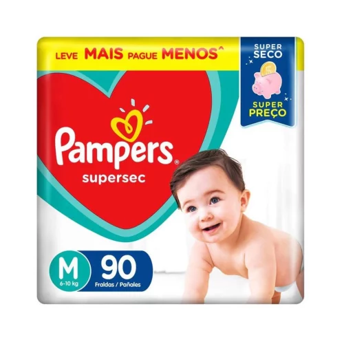Fraldas Pampers Supersec M com 90 Unidades