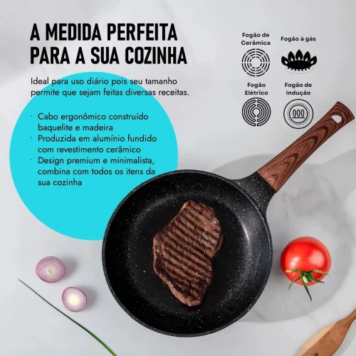 Frigideira Ceramica Antiaderente Fogão Cooktop Indução E Gás