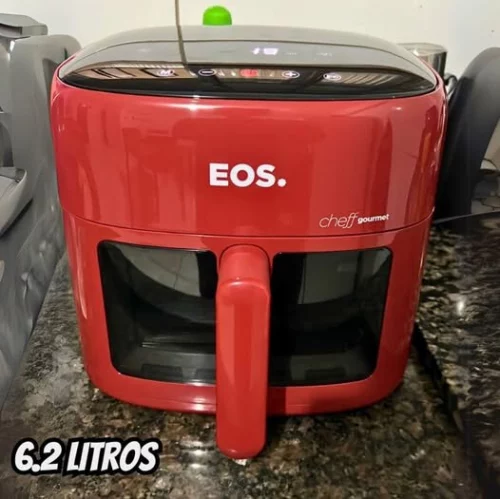 🟢Fritadeira Sem Óleo Air Fryer Eos Chef Gourmet 6.2 Litros Compacta Digital Vermelho Eaf60v 110v
