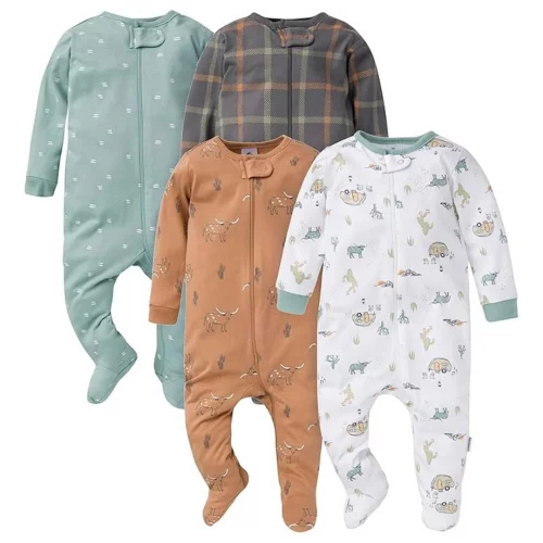 Gerber Pacote com 4 pés para bebês meninos, para acampamento, 3 a 6 meses, Acampamento, 3-6 Meses