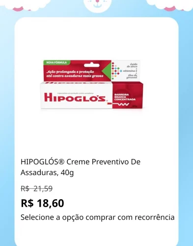🛍️HIPOGLÓS® Creme Preventivo De Assaduras, 40g