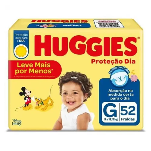 Huggies Fralda Proteção Dia Tam  G - 52 fraldas