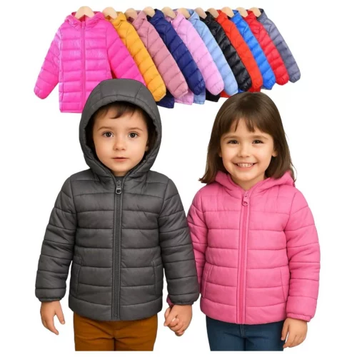 Jaqueta Puffer Infantil menina/menino Forrada Pelucia Capuz Removivel