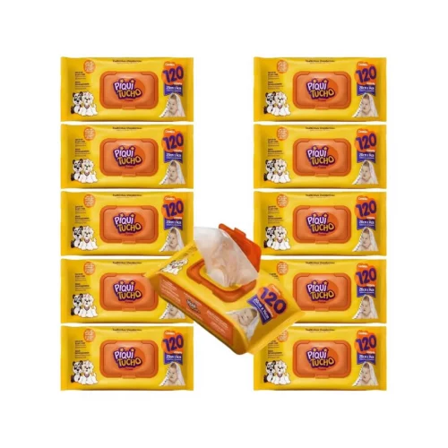 Kit 10 Pacotes Lenço Umedecido Piquitucho 120un