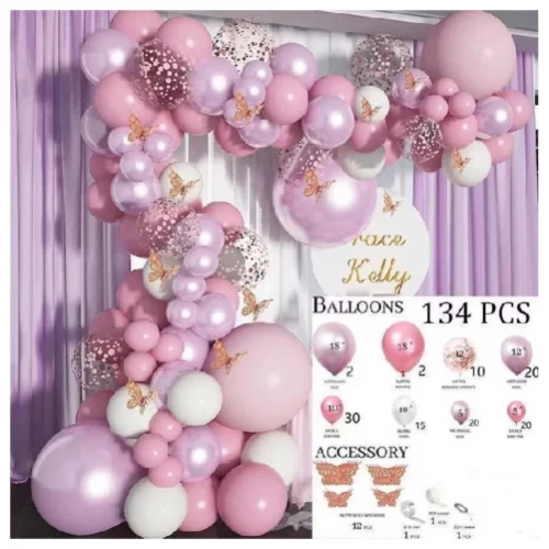 Kit 134peças Balões 5"10" 12" 18" Roxo rosa fosco Balão Para Festas e Aniversários