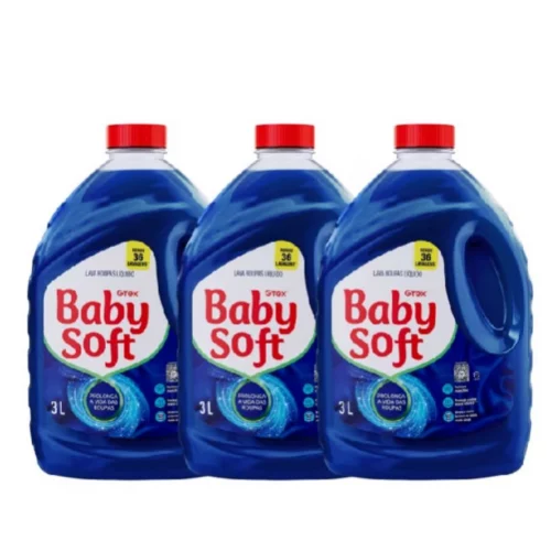 Kit 3 Lava Roupas Liquido Baby Soft Max Performance - Azul 3L