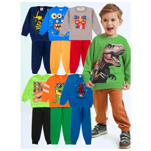 Kit 6 Peças Conjunto Moletom Infantil Menino 1 ao 14 Masculino Inverno Manga Longa Pronta Entrega