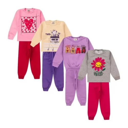 Kit 6 Peças Moletom Menina Infantil Inverno Atacado Barato