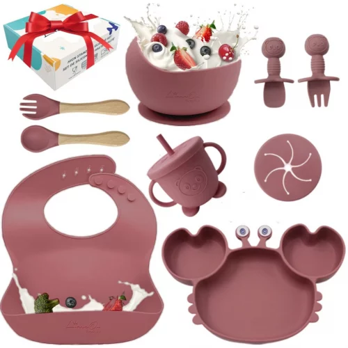 💖 Kit 9 Peças de Talheres de Silicone para Bebês e Crianças