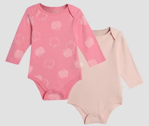 Kit body bebê 2 peças manga longa maças rosa | Baby Way