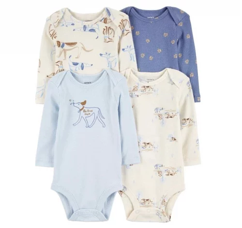 Kit body bebê 4 peças manga longa cachorros multicor | Carter's