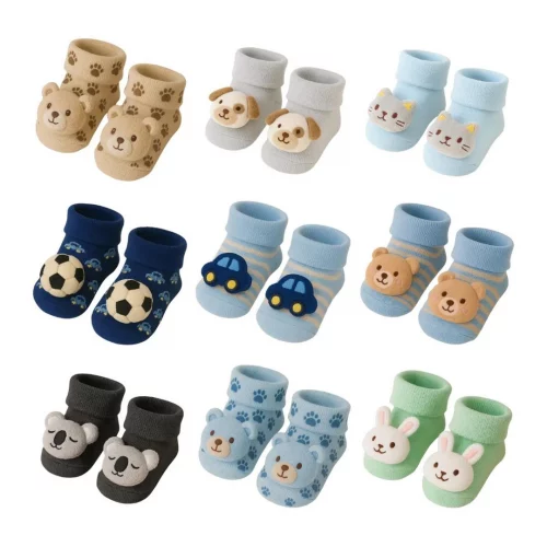 Kit com 06 ou 10 Pares Meia Bebê Bichinho Infantil - Tam 0 a 24m
