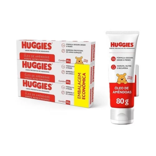 Kit Cremes de Assaduras Huggies Supreme Care com 3 unidades de 80g