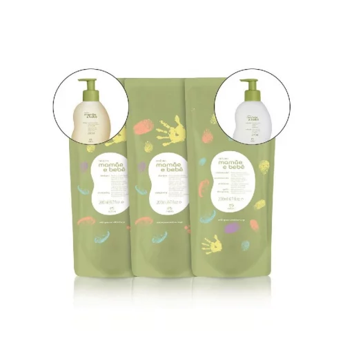 Kit Refis Shampoo e Condicionador Mamãe e Bebê (3 produtos)