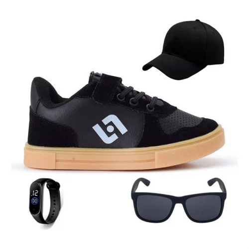 Kit Tenis Infantil Casual Street + Bone Oculos E Relogio
