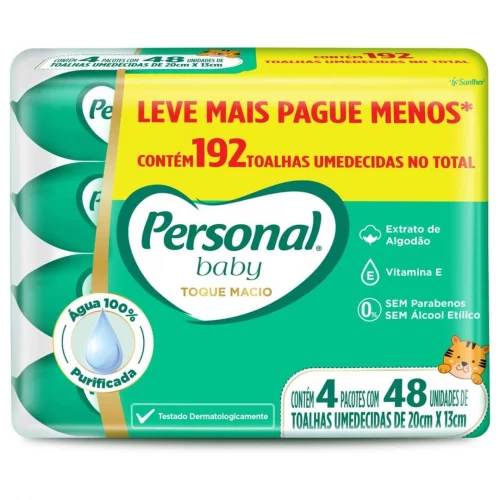 Kit Toalha Umedecida Personal Baby Toque Macio 192 unidades
