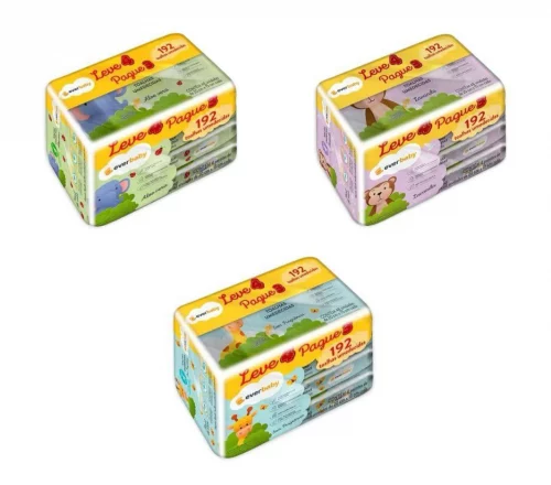 Kit Toalhas Umedecidas Ever Baby 192 unidades (4 pacotes 48 Unidades cada)