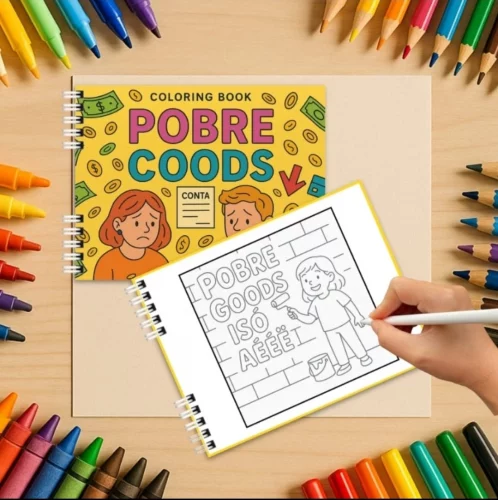 Livro para Colorir Pobre Goods Capa Dura 23 Páginas C/ Acetato 23 Desenhos Infantil Color Book Adulto