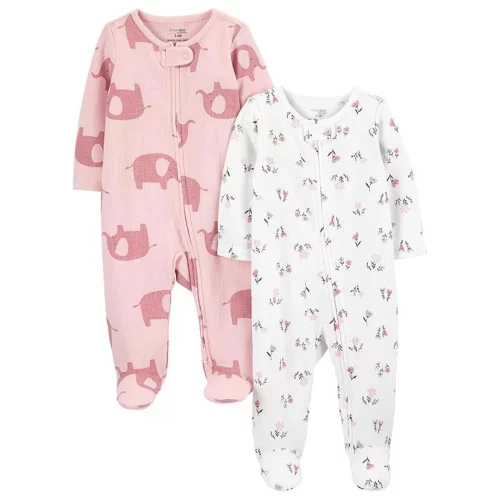 Macacão de dormir para bebês 2-way Zip Thermal Footed Sleep and Play, Pack of 2 Simple Joys by Carter'sMeninas