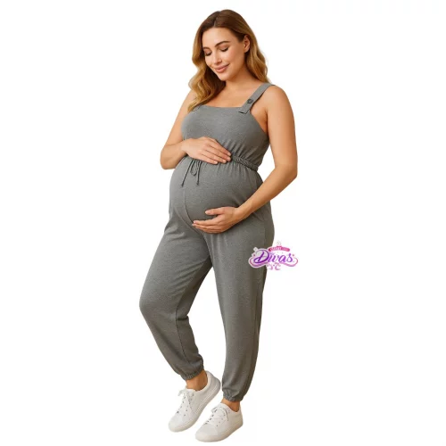 🛍️Macacão Gestante Jardineira Longo com Regulagem e Amamentação Conforto Ajustável