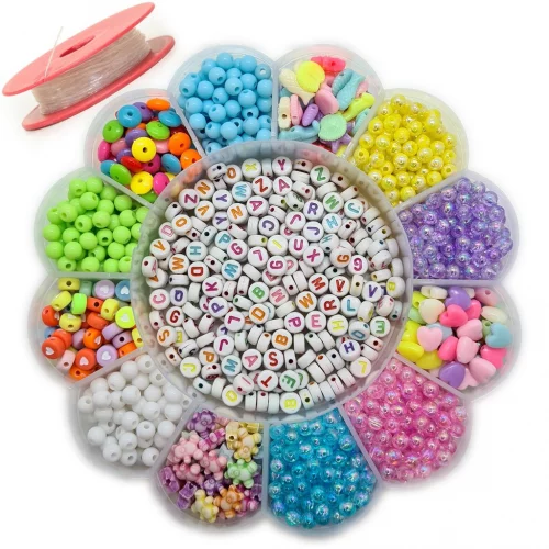 🛍️Maleta Infantil 1850 Peças + Silicone Micangas de fazer Pulseiras Miçangas Colares
