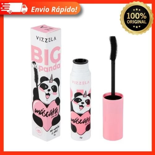 🧡Máscara Rímel Para Cílios Big No Panda Vizzela Vegano 5g Volumão Preta Pincel Curvado Definição