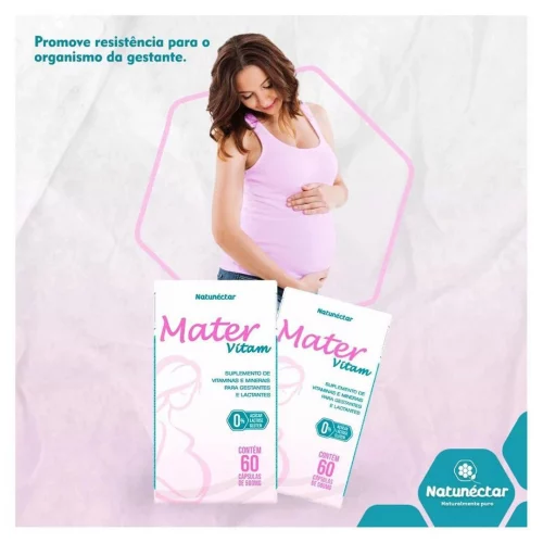 Mater Vitam 500mg 60 Cápsulas Suplemento Gestante Lactantes Mamãe - Natunéctar