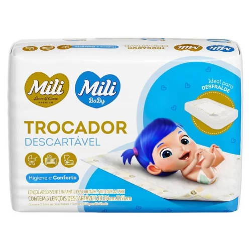 Mili Trocador Lençol Absorvente Descartável 5 Unid