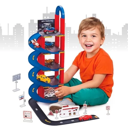 Pista De Carrinhos Brinquedo Infantil Corrida Estacionamento 4 Andares Acompanha 6 Carrinhos