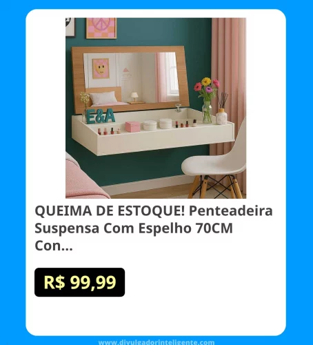 🛍QUEIMA DE ESTOQUE! Penteadeira Suspensa Com Espelho 70CM Console Camarim E&A - Cores