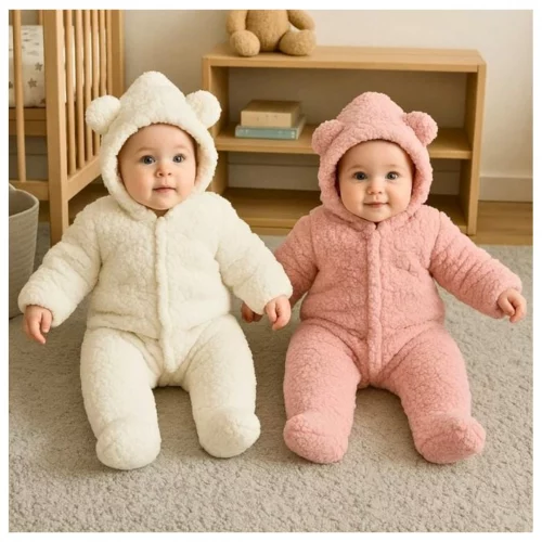 Roupa De Bebe Menino Menina Macacão Teddy Pelúcia Capuz Frio